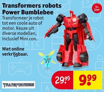 Aanbiedingen Transformers robots power bumblebee - Transformers - Geldig van 24/10/2017 tot 05/11/2017 bij Kruidvat