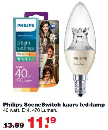 Aanbiedingen Philips sceneswitch kaars led-lamp - Philips - Geldig van 30/10/2017 tot 12/11/2017 bij Praxis