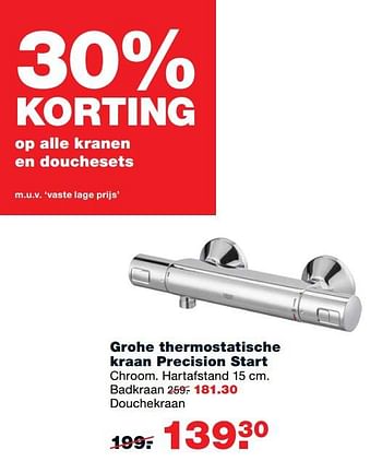 Aanbiedingen Grohe thermostatische kraan precision start - Grohe - Geldig van 30/10/2017 tot 12/11/2017 bij Praxis