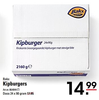 Aanbiedingen Bakx kipburgers - Bakx - Geldig van 26/10/2017 tot 13/11/2017 bij Sligro