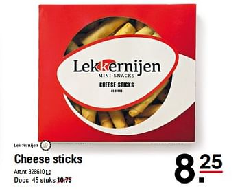 Aanbiedingen Cheese sticks - Lekkernijen - Geldig van 26/10/2017 tot 13/11/2017 bij Sligro