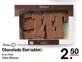 Aanbiedingen Chocolade sint tablet - Bonbiance - Geldig van 26/10/2017 tot 13/11/2017 bij Sligro