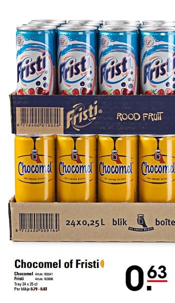 Aanbiedingen Chocomel of fristi chocomel - Chocomel - Geldig van 26/10/2017 tot 13/11/2017 bij Sligro