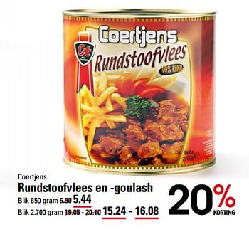 Aanbiedingen Coertjens rundstoofvlees en -goulash - Coertjens - Geldig van 26/10/2017 tot 13/11/2017 bij Sligro