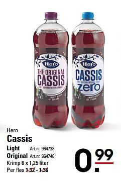 Aanbiedingen Hero cassis light - Hero - Geldig van 26/10/2017 tot 13/11/2017 bij Sligro