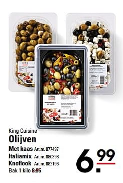 Aanbiedingen King cuisine olijven met kaas - King Cuisine - Geldig van 26/10/2017 tot 13/11/2017 bij Sligro