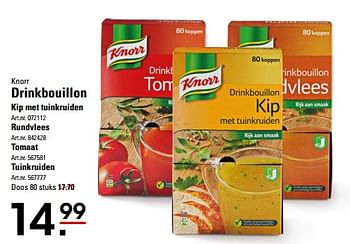 Aanbiedingen Knorr drinkbouillon kip met tuinkruiden - Knorr - Geldig van 26/10/2017 tot 13/11/2017 bij Sligro