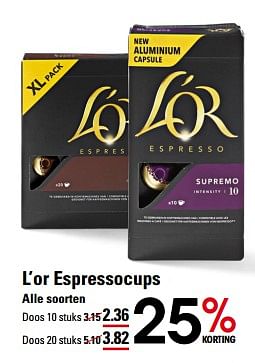 Aanbiedingen L`or espressocups alle soorten - Douwe Egberts - Geldig van 26/10/2017 tot 13/11/2017 bij Sligro