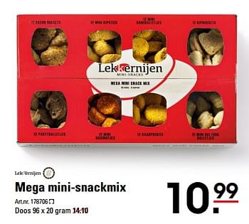 Aanbiedingen Mega mini-snackmix - Lekkernijen - Geldig van 26/10/2017 tot 13/11/2017 bij Sligro