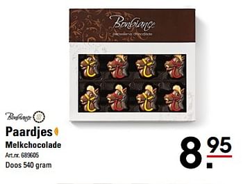 Aanbiedingen Paardjes melkchocolade - Bonbiance - Geldig van 26/10/2017 tot 13/11/2017 bij Sligro