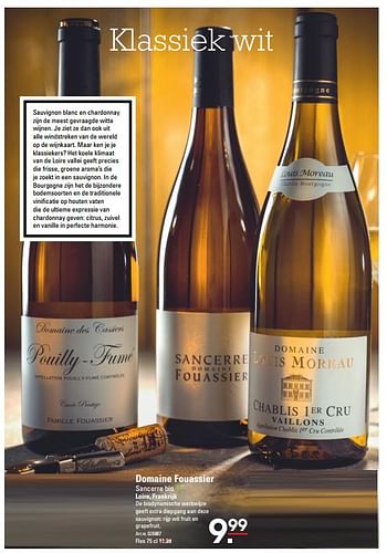 Aanbiedingen Domaine fouassier sancerre bio loire, frankrijk - Witte wijnen - Geldig van 26/10/2017 tot 13/11/2017 bij Sligro