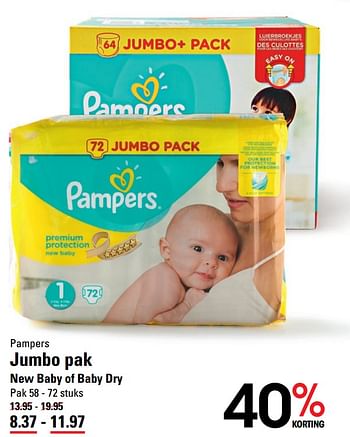 Aanbiedingen Jumbo pak new baby of baby dry - Pampers - Geldig van 26/10/2017 tot 13/11/2017 bij Sligro