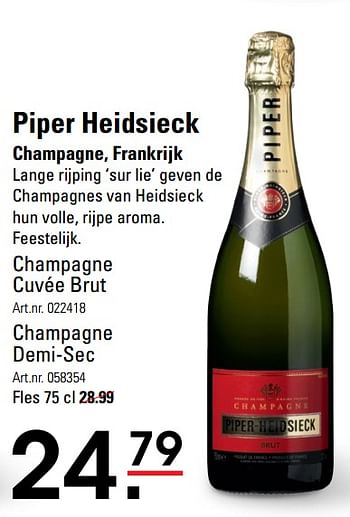 Aanbiedingen Piper heidsieck champagne, frankrijk - Piper-Heidsieck - Geldig van 26/10/2017 tot 13/11/2017 bij Sligro