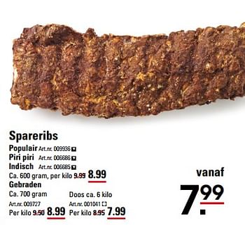 Aanbiedingen Spareribs populair - Huismerk - Sligro - Geldig van 26/10/2017 tot 13/11/2017 bij Sligro