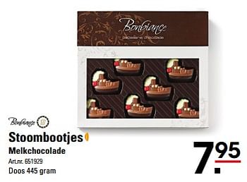 Aanbiedingen Stoombootjes melkchocolade - Bonbiance - Geldig van 26/10/2017 tot 13/11/2017 bij Sligro