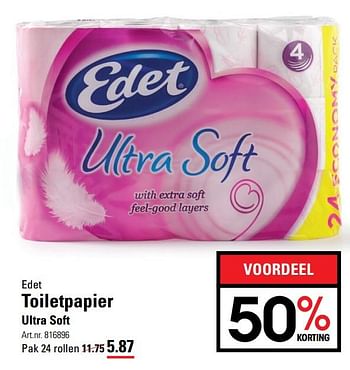 Aanbiedingen Toiletpapier ultra soft - Edet - Geldig van 26/10/2017 tot 13/11/2017 bij Sligro