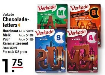 Aanbiedingen Verkade chocoladeletters hazelnoot - Verkade - Geldig van 26/10/2017 tot 13/11/2017 bij Sligro