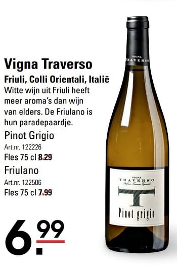 Aanbiedingen Vigna traverso friuli, colli orientali, italië - Witte wijnen - Geldig van 26/10/2017 tot 13/11/2017 bij Sligro