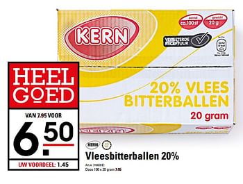 Aanbiedingen Vleesbitterballen 20% - Kern - Geldig van 26/10/2017 tot 13/11/2017 bij Sligro