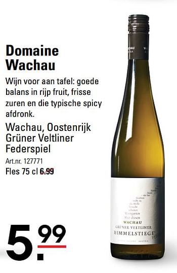 Aanbiedingen Wachau, oostenrijk grüner veltliner federspiel - Witte wijnen - Geldig van 26/10/2017 tot 13/11/2017 bij Sligro