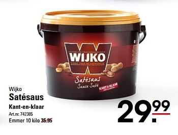 Aanbiedingen Wijko satésaus kant-en-klaar - Wijko - Geldig van 26/10/2017 tot 13/11/2017 bij Sligro