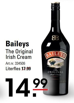 Aanbiedingen Baileys the original irish cream - Baileys - Geldig van 26/10/2017 tot 13/11/2017 bij Sligro