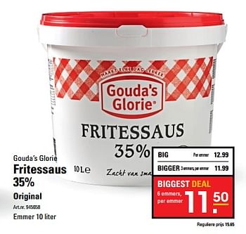 Aanbiedingen Fritessaus 35% original - Gouda's Glorie - Geldig van 26/10/2017 tot 13/11/2017 bij Sligro