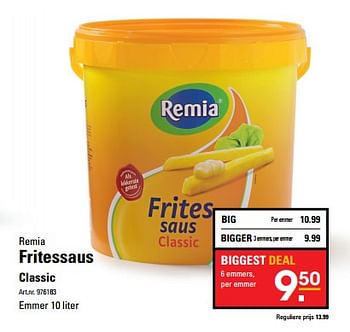 Aanbiedingen Fritessaus classic - Remia - Geldig van 26/10/2017 tot 13/11/2017 bij Sligro