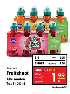 Aanbiedingen Fruitshoot - Teisseire - Geldig van 26/10/2017 tot 13/11/2017 bij Sligro