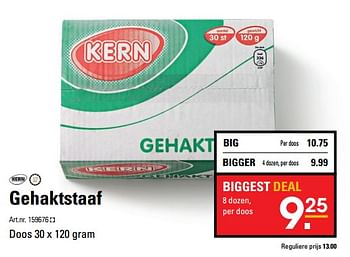 Aanbiedingen Gehaktstaaf - Kern - Geldig van 26/10/2017 tot 13/11/2017 bij Sligro