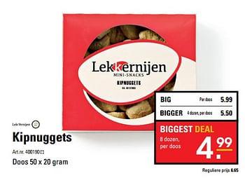 Aanbiedingen Kipnuggets - Lekkernijen - Geldig van 26/10/2017 tot 13/11/2017 bij Sligro