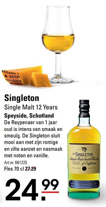 Aanbiedingen Singleton single malt 12 years speyside, schotland - Singleton - Geldig van 26/10/2017 tot 13/11/2017 bij Sligro