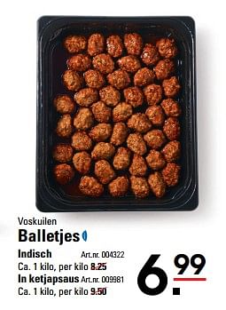 Aanbiedingen Balletjes indisch - Voskuilen - Geldig van 26/10/2017 tot 13/11/2017 bij Sligro