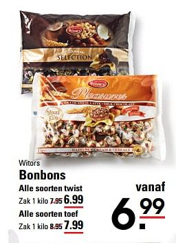 Aanbiedingen Bonbons alle soorten twist - Witors - Geldig van 26/10/2017 tot 13/11/2017 bij Sligro