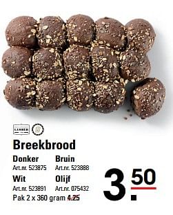 Aanbiedingen Breekbrood donker - Lamber - Geldig van 26/10/2017 tot 13/11/2017 bij Sligro