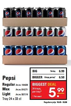 Aanbiedingen Pepsi regular - Pepsi - Geldig van 26/10/2017 tot 13/11/2017 bij Sligro