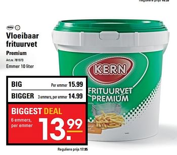 Aanbiedingen Vloeibaar frituurvet premium - Kern - Geldig van 26/10/2017 tot 13/11/2017 bij Sligro