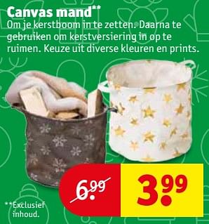 Aanbiedingen Canvas mand - Huismerk - Kruidvat - Geldig van 31/10/2017 tot 05/11/2017 bij Kruidvat
