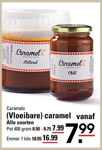 Aanbiedingen Caramelz vloeibare caramel alle soorten - Caramelz - Geldig van 26/10/2017 tot 13/11/2017 bij Sligro