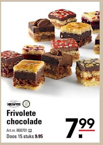 Aanbiedingen Frivolete chocolade - Niels de Veeye - Geldig van 26/10/2017 tot 13/11/2017 bij Sligro