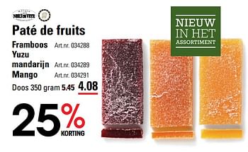 Aanbiedingen Paté de fruits framboos - Niels de Veeye - Geldig van 26/10/2017 tot 13/11/2017 bij Sligro