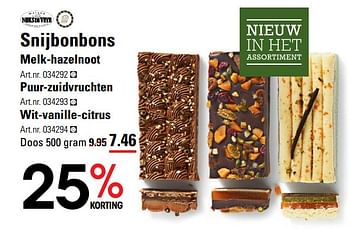 Aanbiedingen Snijbonbons melk-hazelnoot - Niels de Veeye - Geldig van 26/10/2017 tot 13/11/2017 bij Sligro