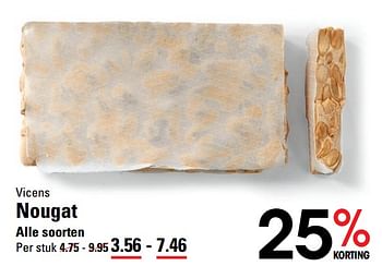 Aanbiedingen Vicens nougat alle soorten - Vicens - Geldig van 26/10/2017 tot 13/11/2017 bij Sligro