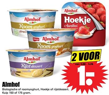 Aanbiedingen Almhof biologische of roomyoghurt, hoekje of rijstdessert - Almhof - Geldig van 29/10/2017 tot 04/11/2017 bij Lekker Doen