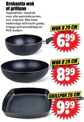 Aanbiedingen Brabantia wok of grillpan wok - Brabantia - Geldig van 29/10/2017 tot 04/11/2017 bij Lekker Doen