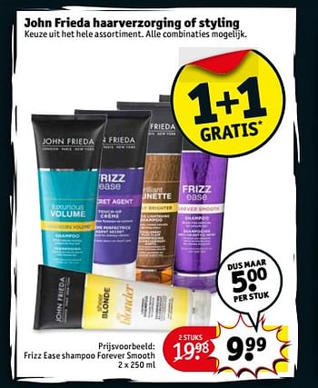 Aanbiedingen Frizz ease shampoo forever smooth - John Frieda - Geldig van 31/10/2017 tot 05/11/2017 bij Kruidvat
