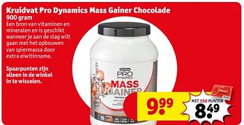 Aanbiedingen Kruidvat pro dynamics mass gainer chocolade - Huismerk - Kruidvat - Geldig van 31/10/2017 tot 05/11/2017 bij Kruidvat