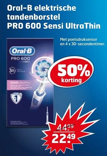 Aanbiedingen Oral-b elektrische tandenborstel pro 600 sensi ultrathin - Oral-B - Geldig van 31/10/2017 tot 12/11/2017 bij Trekpleister