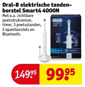 Aanbiedingen Oral-b elektrische tandenborstel smart4 4000n - Oral-B - Geldig van 31/10/2017 tot 05/11/2017 bij Kruidvat