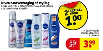 Aanbiedingen Shampoo hairmilk - Nivea - Geldig van 31/10/2017 tot 05/11/2017 bij Kruidvat